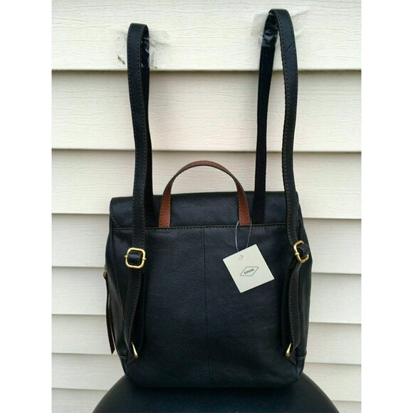 S Fossil Claire Black Leather Backpack SHB1932001 Purse NWT $195 Retail main image 5